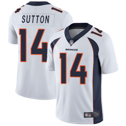 Men Denver Broncos #14 Courtland Sutton White Vapor Untouchable Limited Player Football NFL Jersey